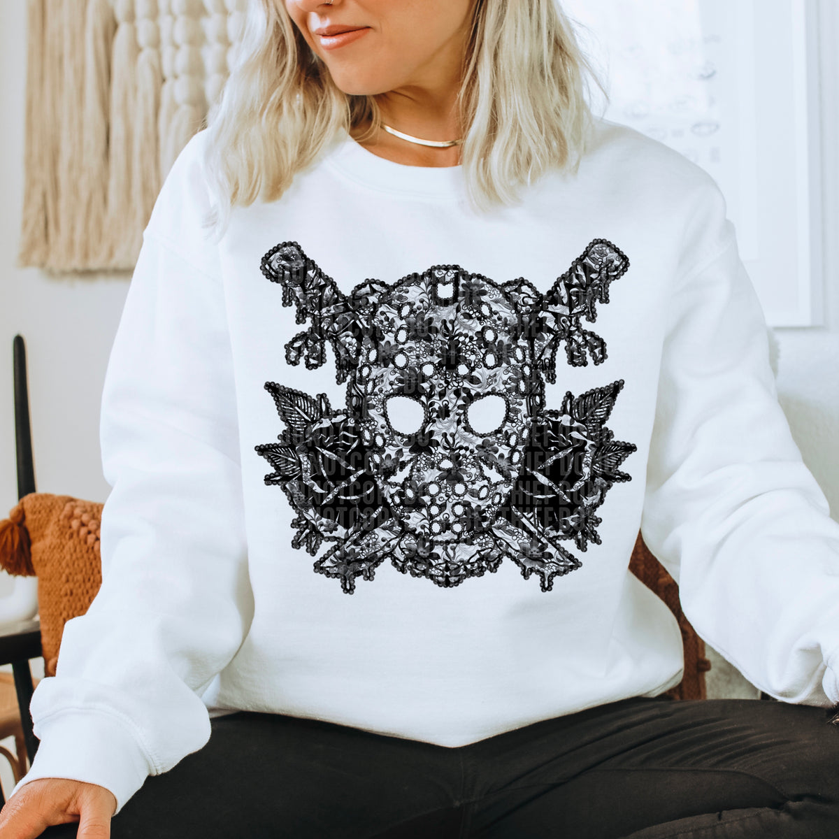 Horror BLACK lace 68805 DTF transfer