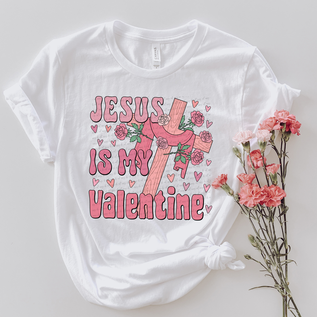 Jesus Is My Valentine Floral Cross 81522 DTF Transfer