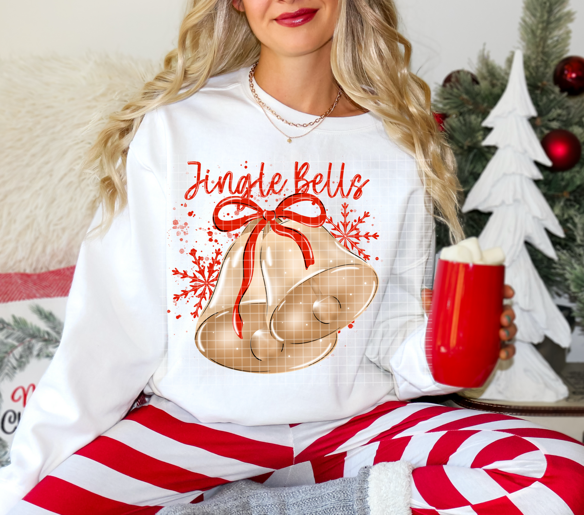 Jingle bells red font (Linda) DTF Transfer