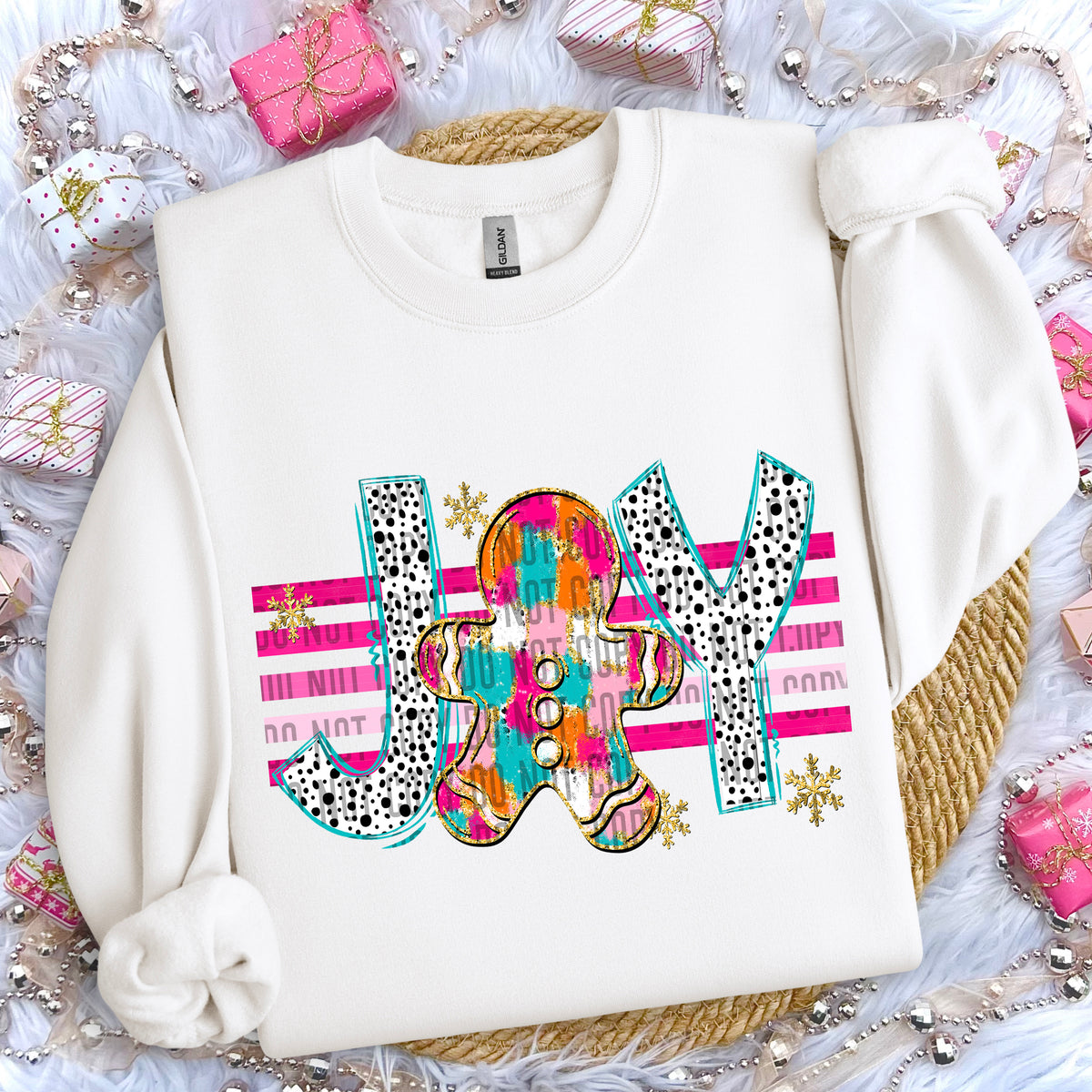 Joy Gingerbread Pink Stripes 69136 DTF transfer