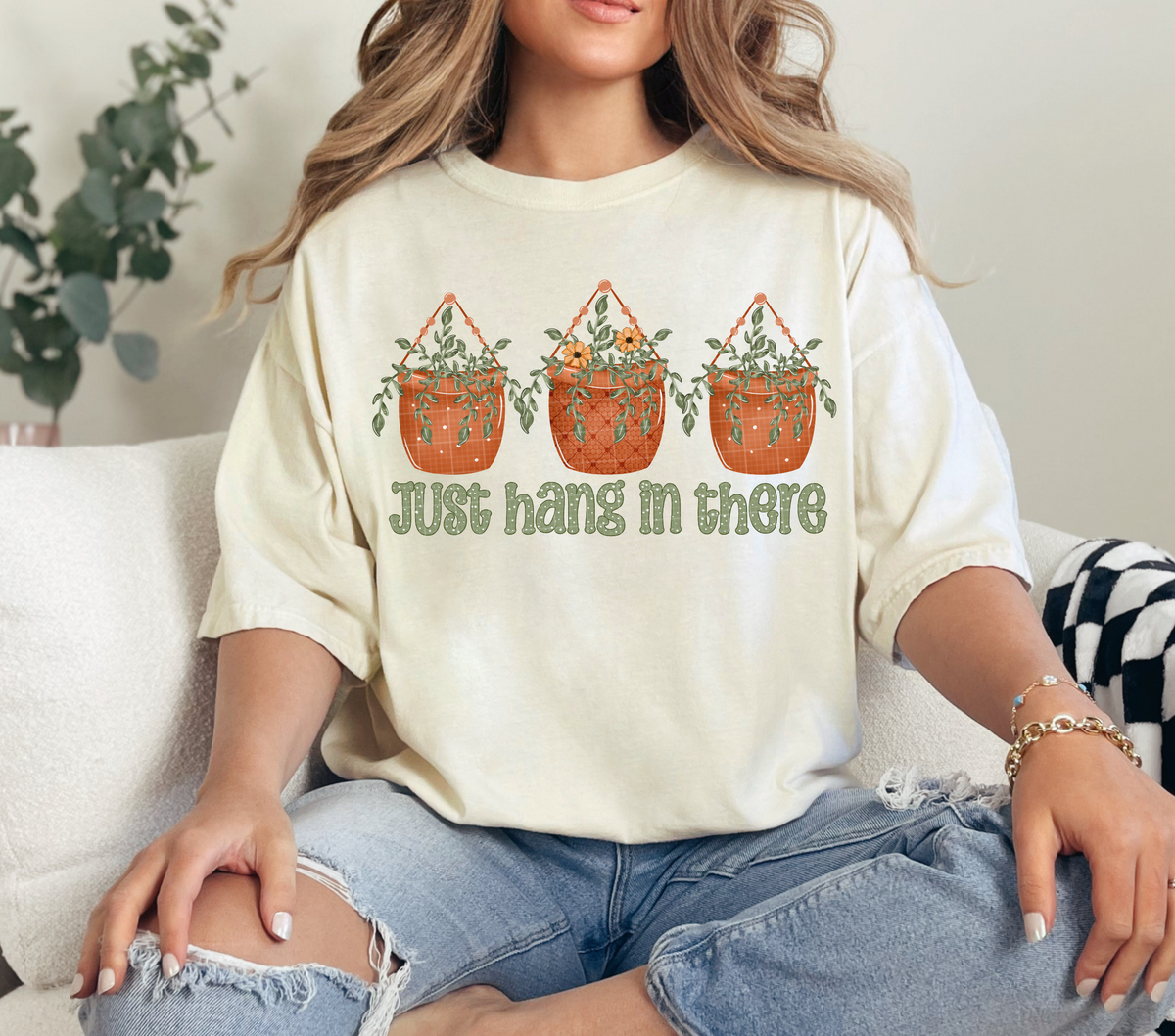 Just hang in there hanging plants (Linda) DTF Transfer
