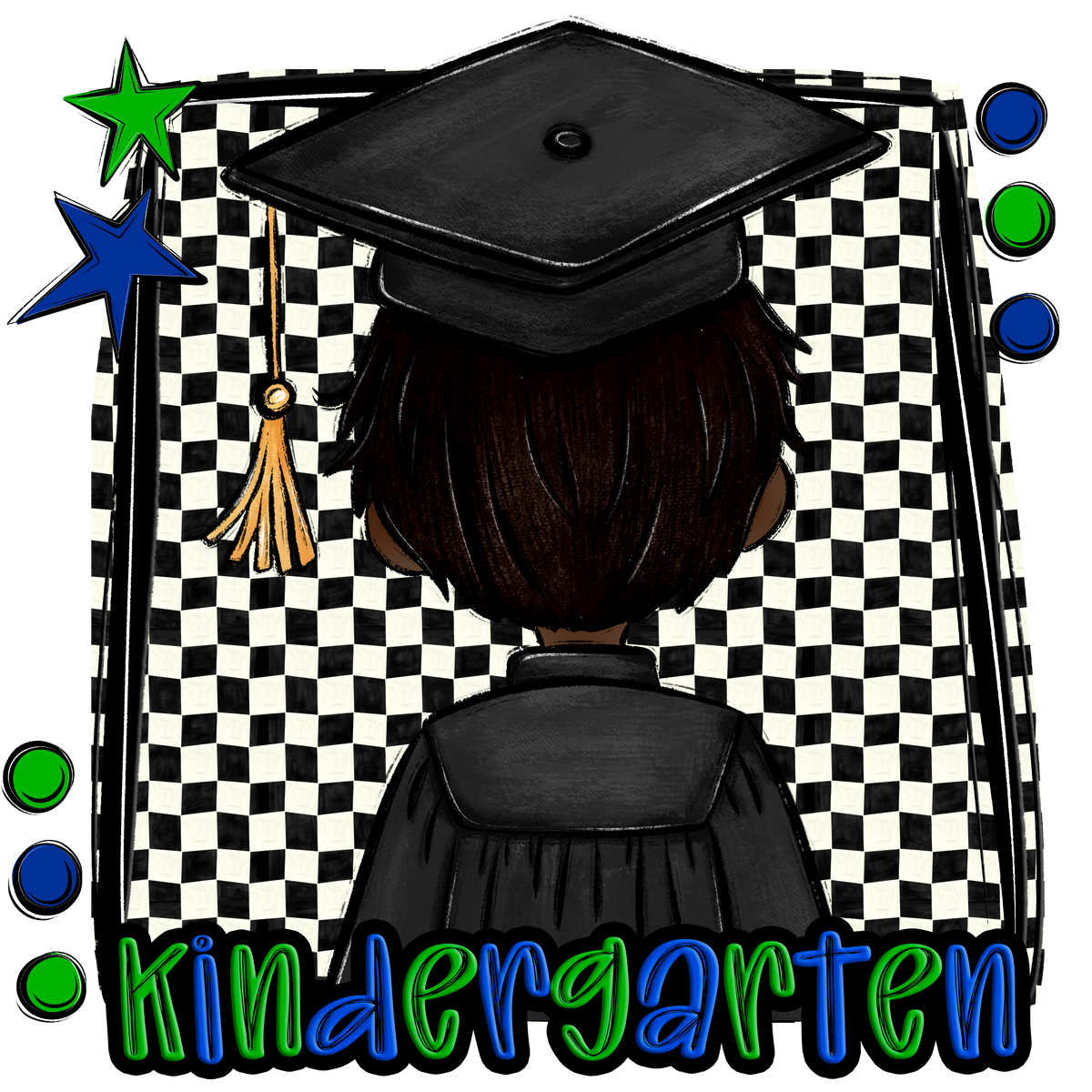 Kindergarten Graduation Dark Haired Boy (Caplinger) DTF transfer