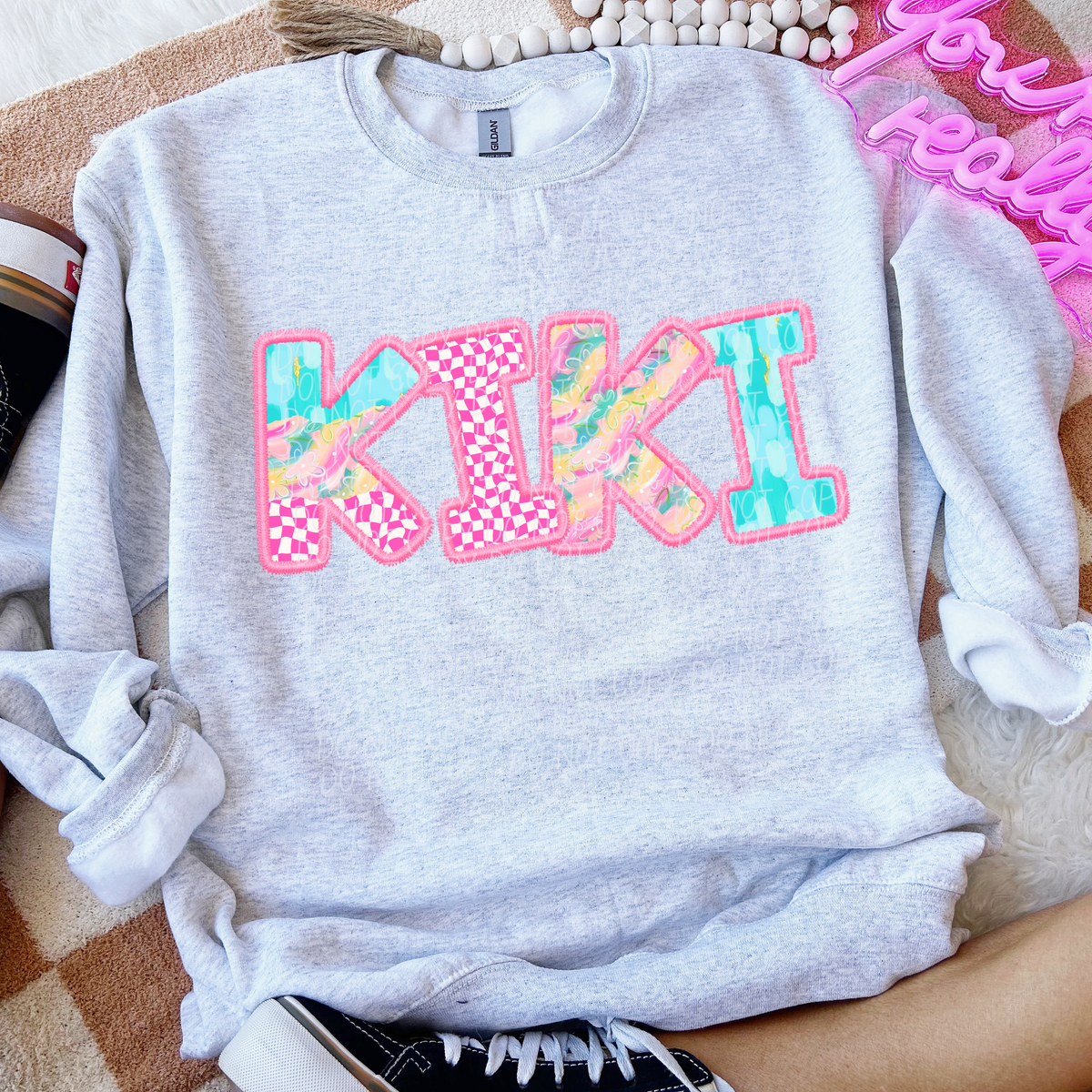 Kiki Spring Pink Checkered (CITY) DTF transfer