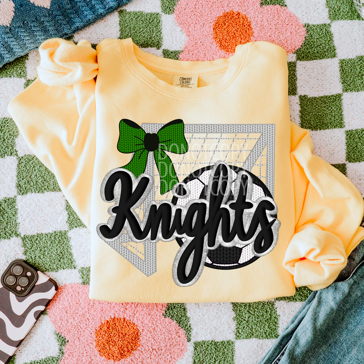 knights soccer with net and green bow (CSG) DTF Transfer