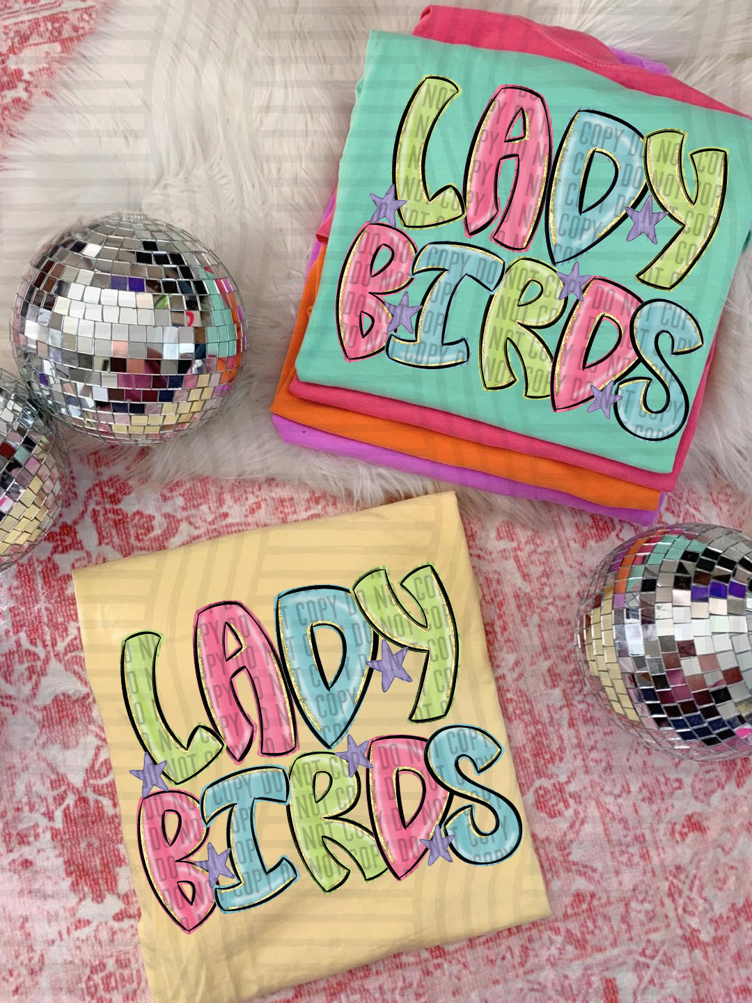 Lady Birds Glittery & Preppy Mascots (Caplinger) DTF transfer