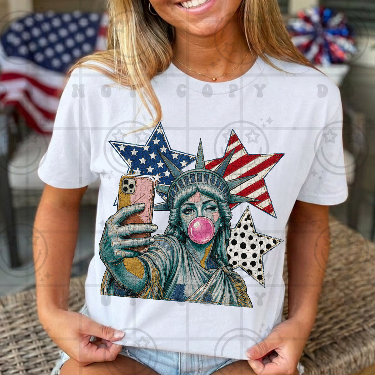 Lady liberty selfie (HW) DTF Transfer