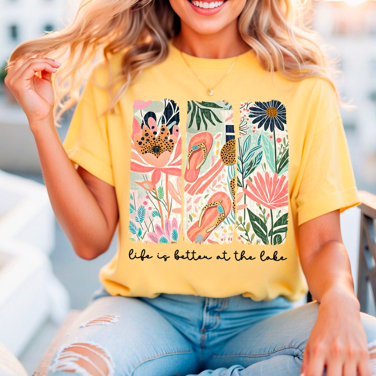Life Is Better At The Lake Floral 104417 DTF transfer