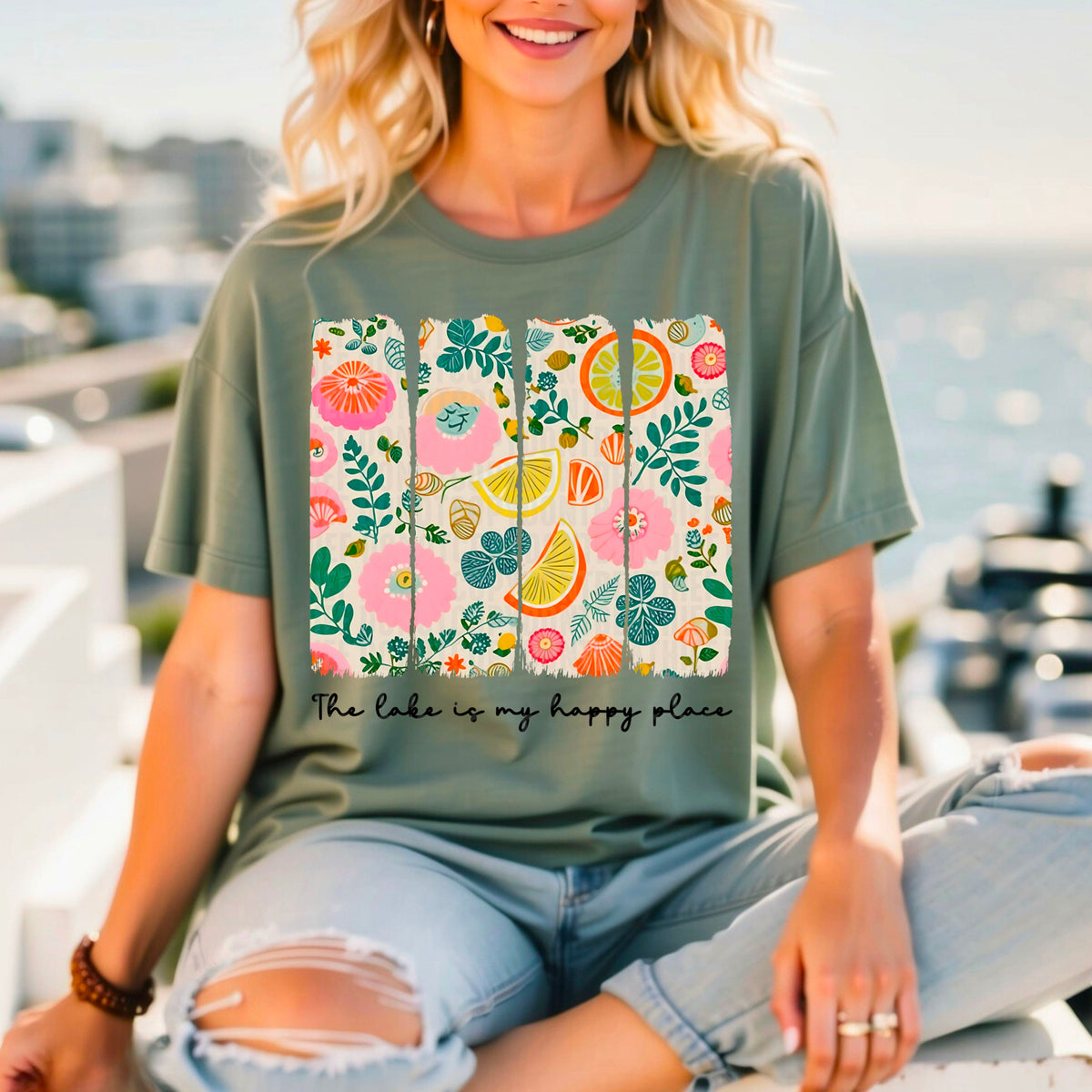 The Lake Is My Happy Place Brushstroke 104420 DTF transfer