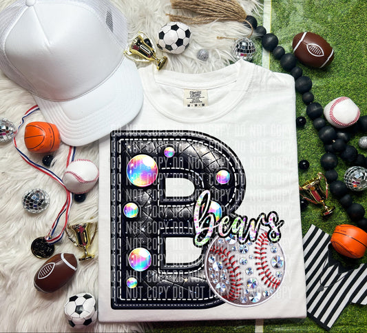 Bears Leather Rhinestones Baseball 51768 DTF transfer