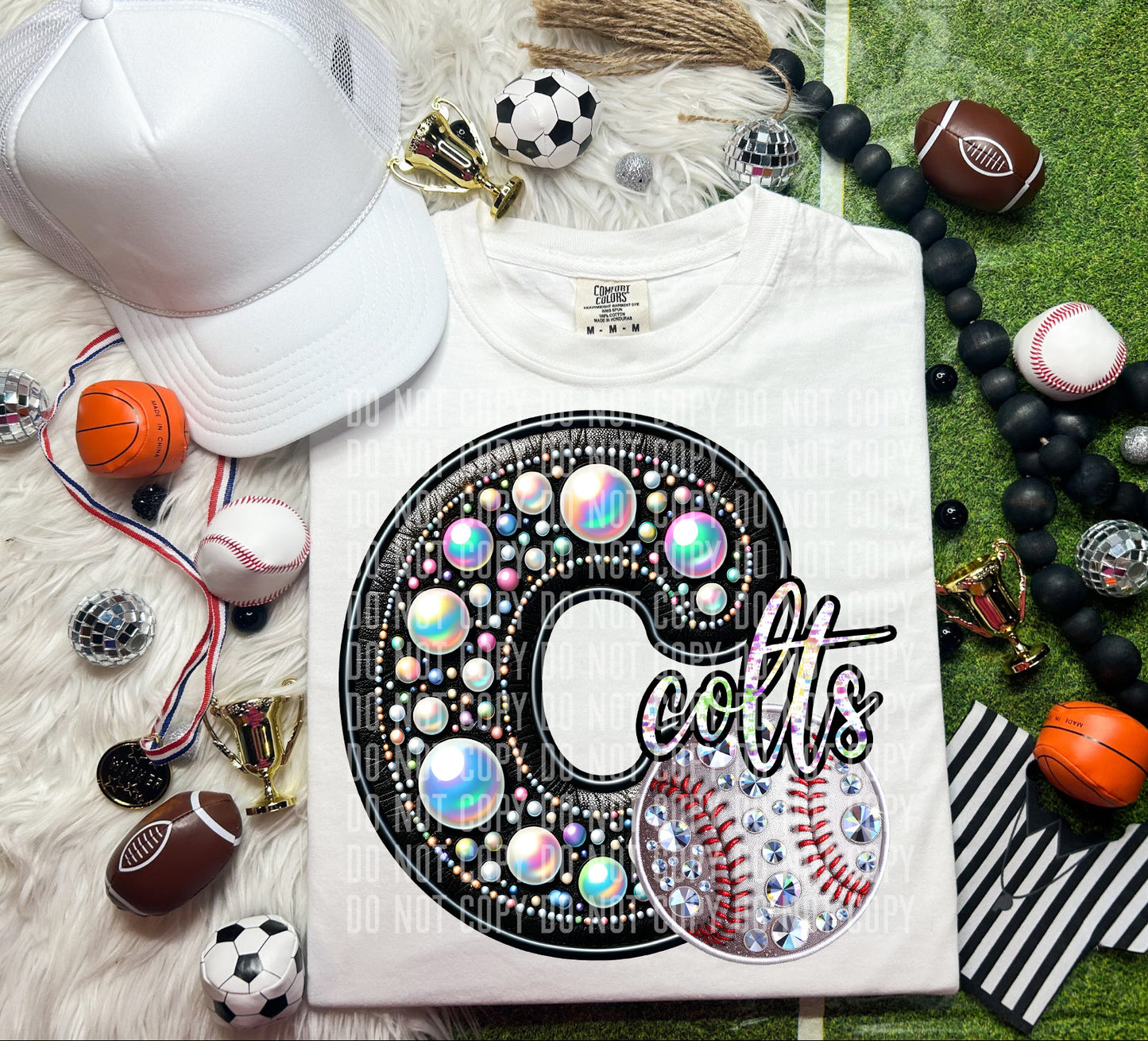 Colts Leather Rhinestones Baseball 51782 DTF transfer