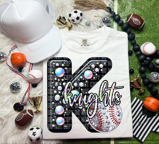 Knights Leather Rhinestones Baseball 51810 DTF transfer