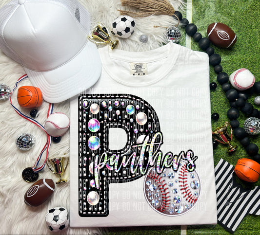 Panthers Leather Rhinestones Baseball 51822 DTF transfer