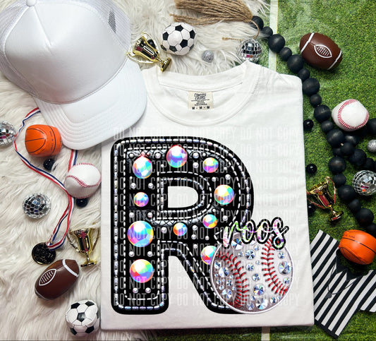 Roos Leather Rhinestones Baseball 51842 DTF transfer