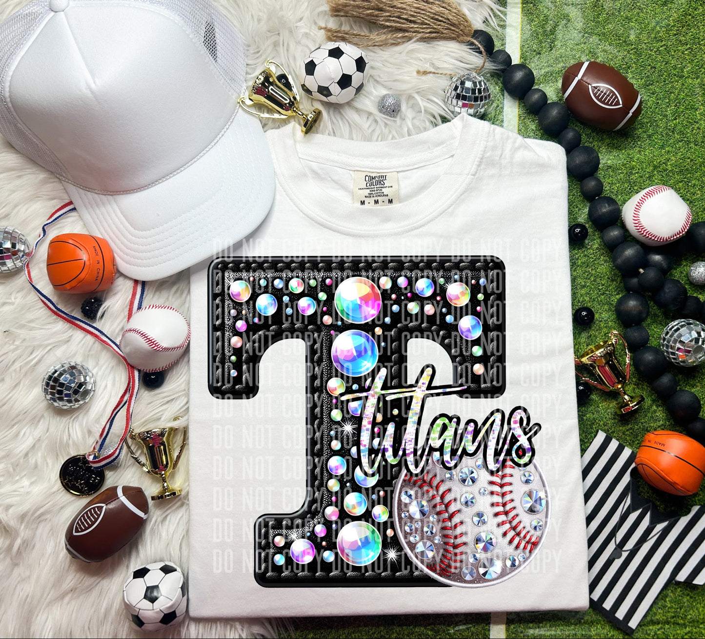 Titans Leather Rhinestones Baseball 51853 DTF transfer