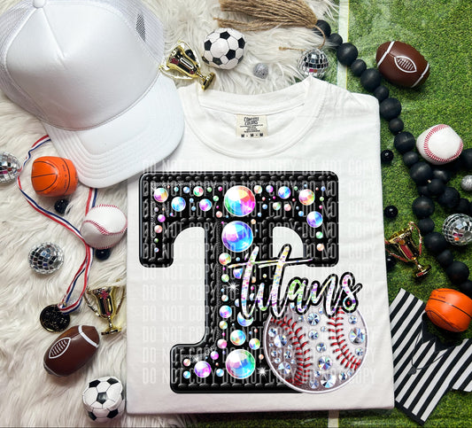 Titans Leather Rhinestones Baseball 51853 DTF transfer