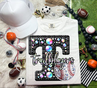 Trailblazers Leather Rhinestones Baseball 51855 DTF transfer