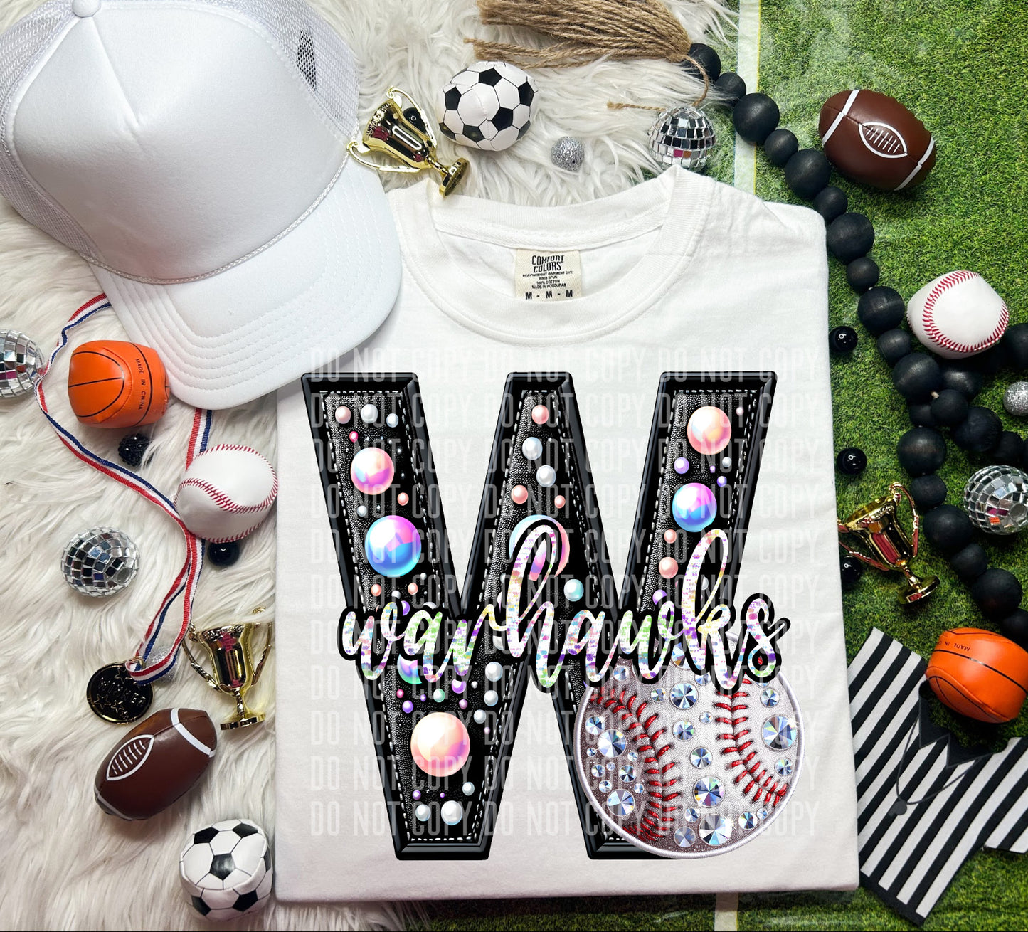 Warhawks Leather Rhinestones Baseball 51860 DTF transfer