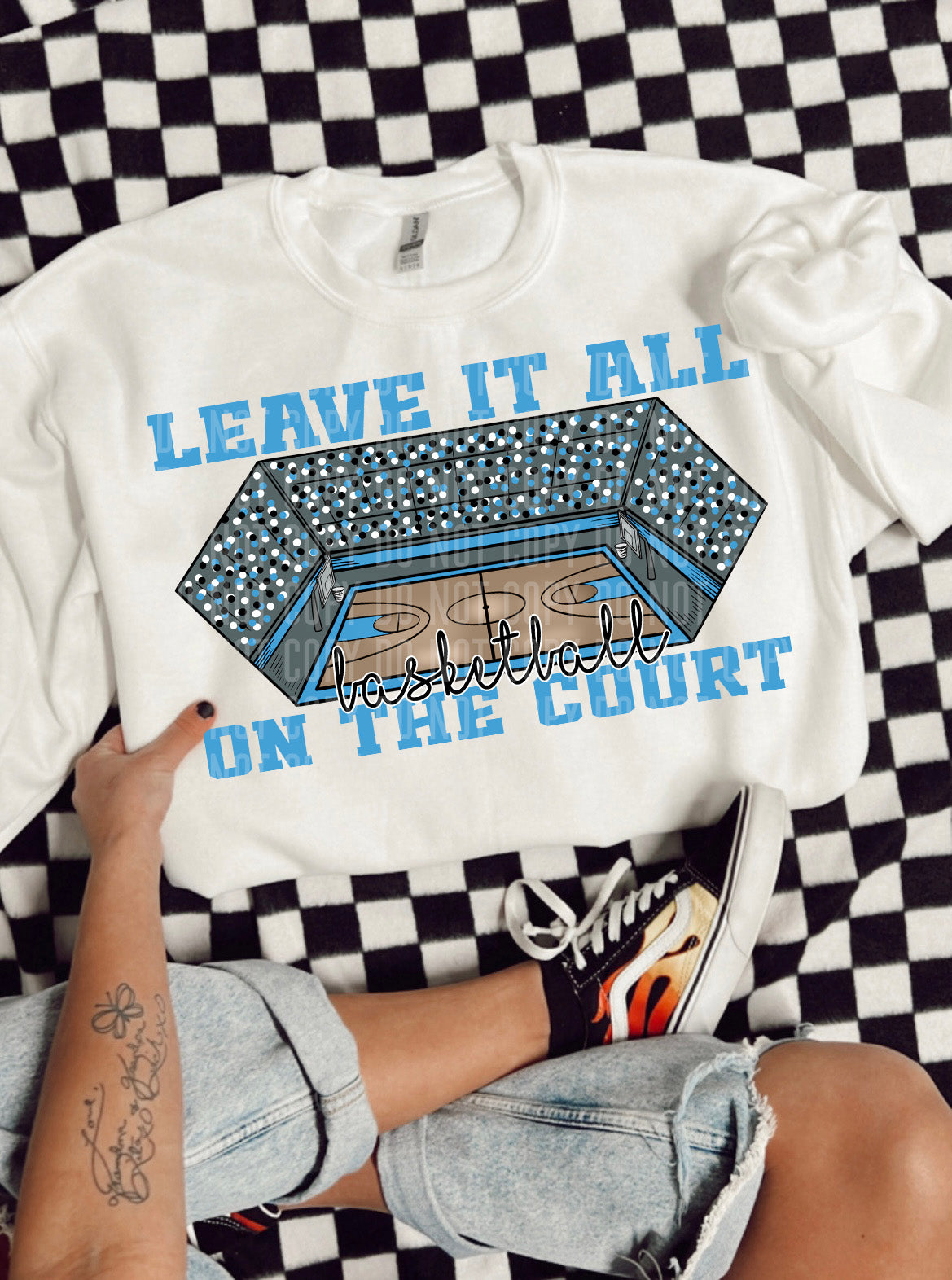 Leave it all on the court Basketball Light Blue (Caplinger) DTF transfer