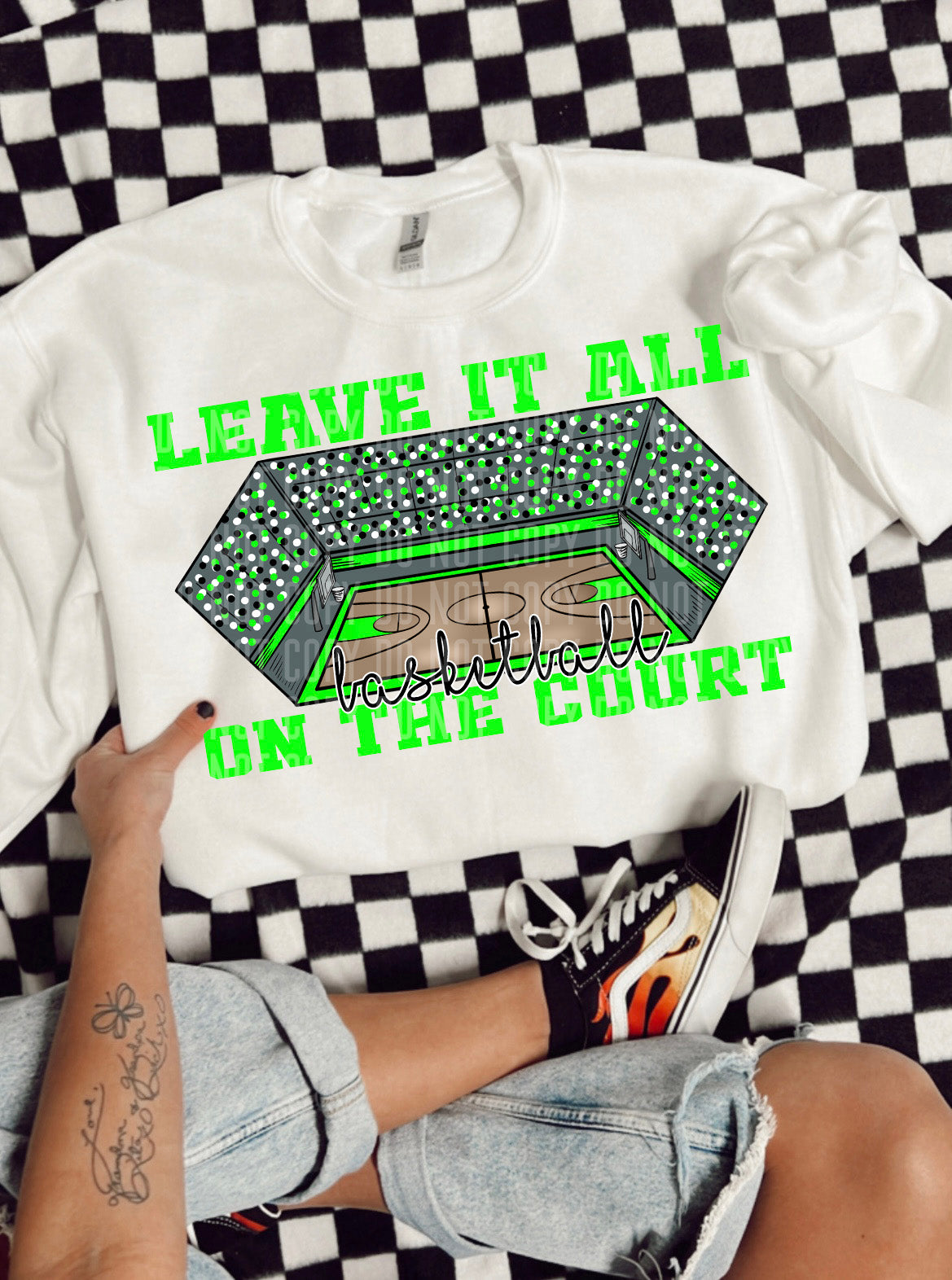 Leave it all on the court Basketball Lime Green (Caplinger) DTF transfer