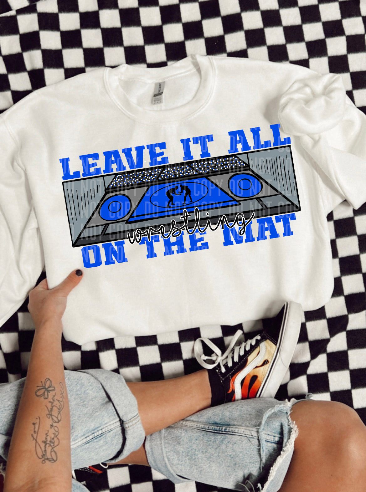 Leave it all on the mat Wrestling Blue (Caplinger) DTF transfer