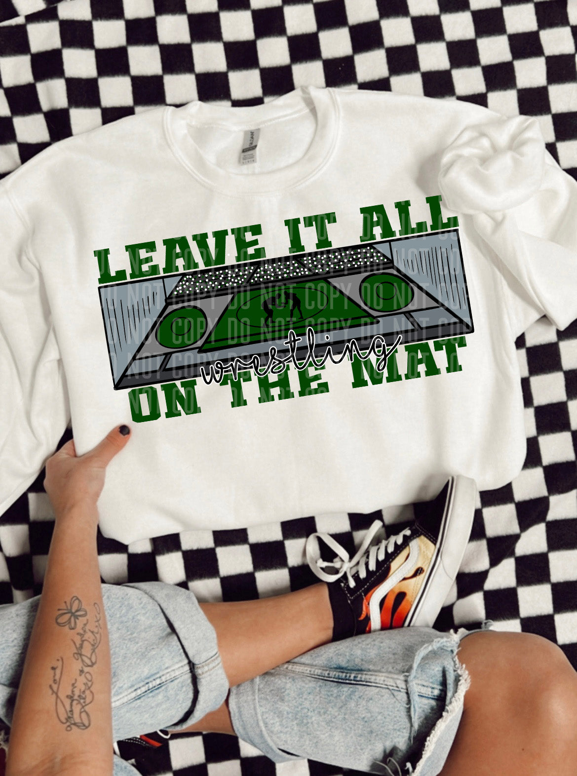Leave it all on the mat Wrestling Dark Green (Caplinger) DTF transfer