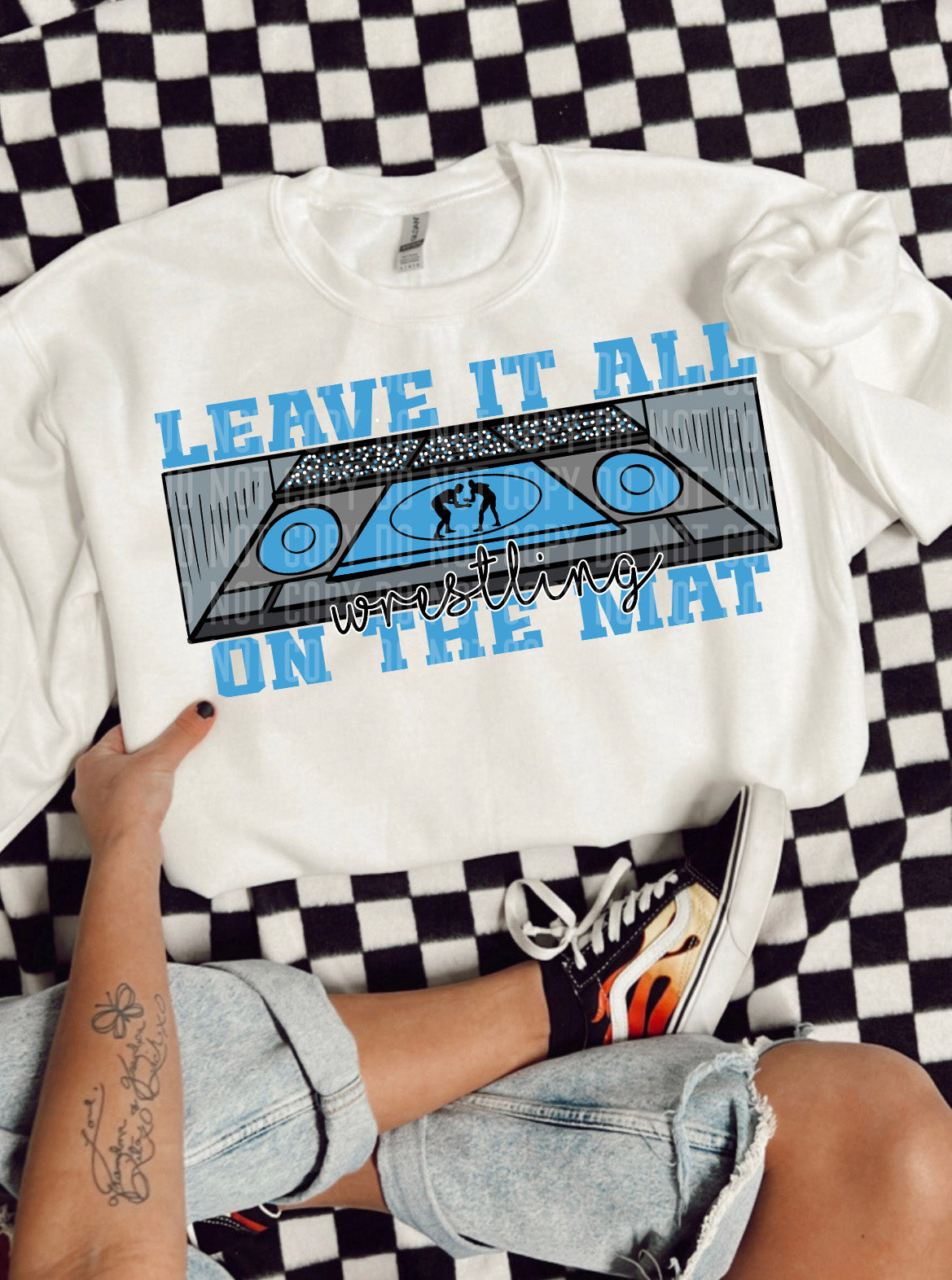 Leave it all on the mat Wrestling Light Blue (Caplinger) DTF transfer