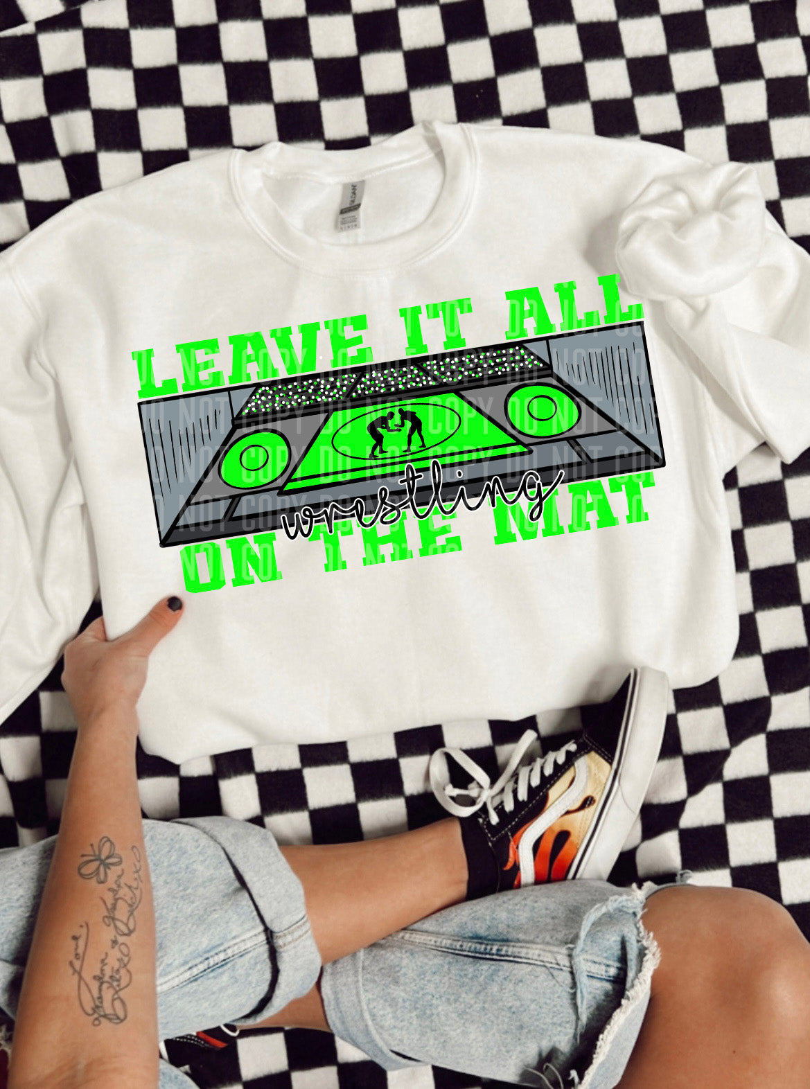 Leave it all on the mat Wrestling Lime Green (Caplinger) DTF transfer