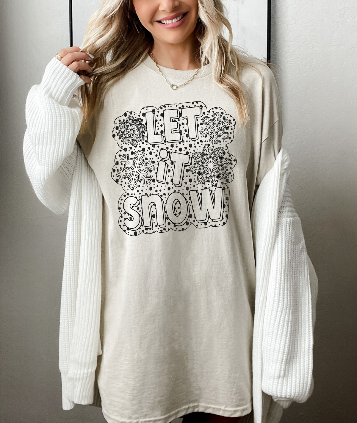 Let It Snow Dots Snowflakes Dalmatian Outline 81730 DTF Transfer
