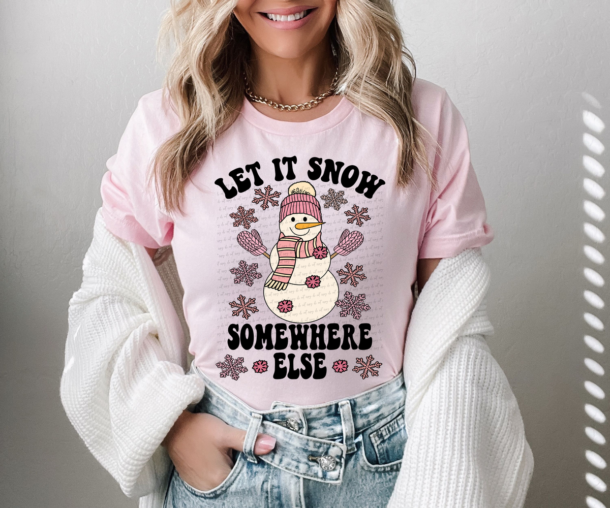 Let It Snow Somewhere Retro Snowman - Black Font 81732 DTF Transfer