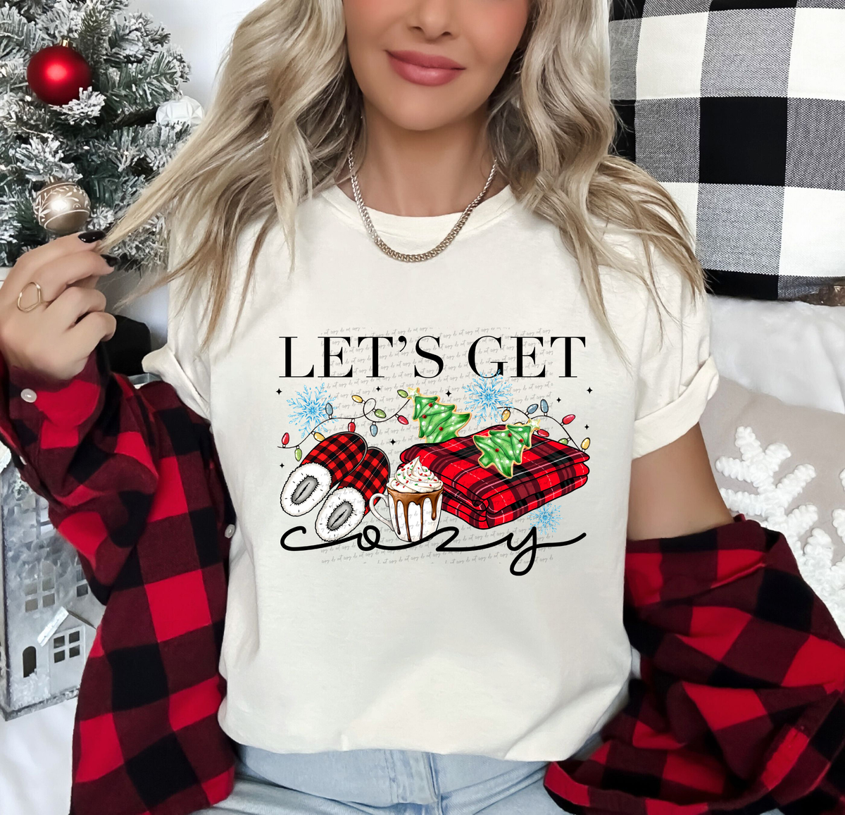 Lets Get Cozy Christmas 63145 DTF transfer