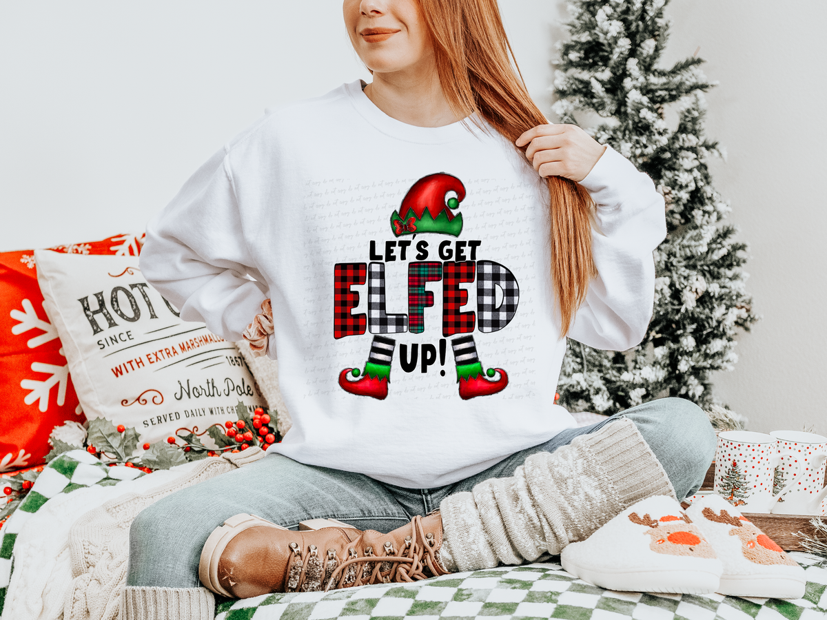 Let's Get Elfed Up Plaid Font 116242 DTF transfer