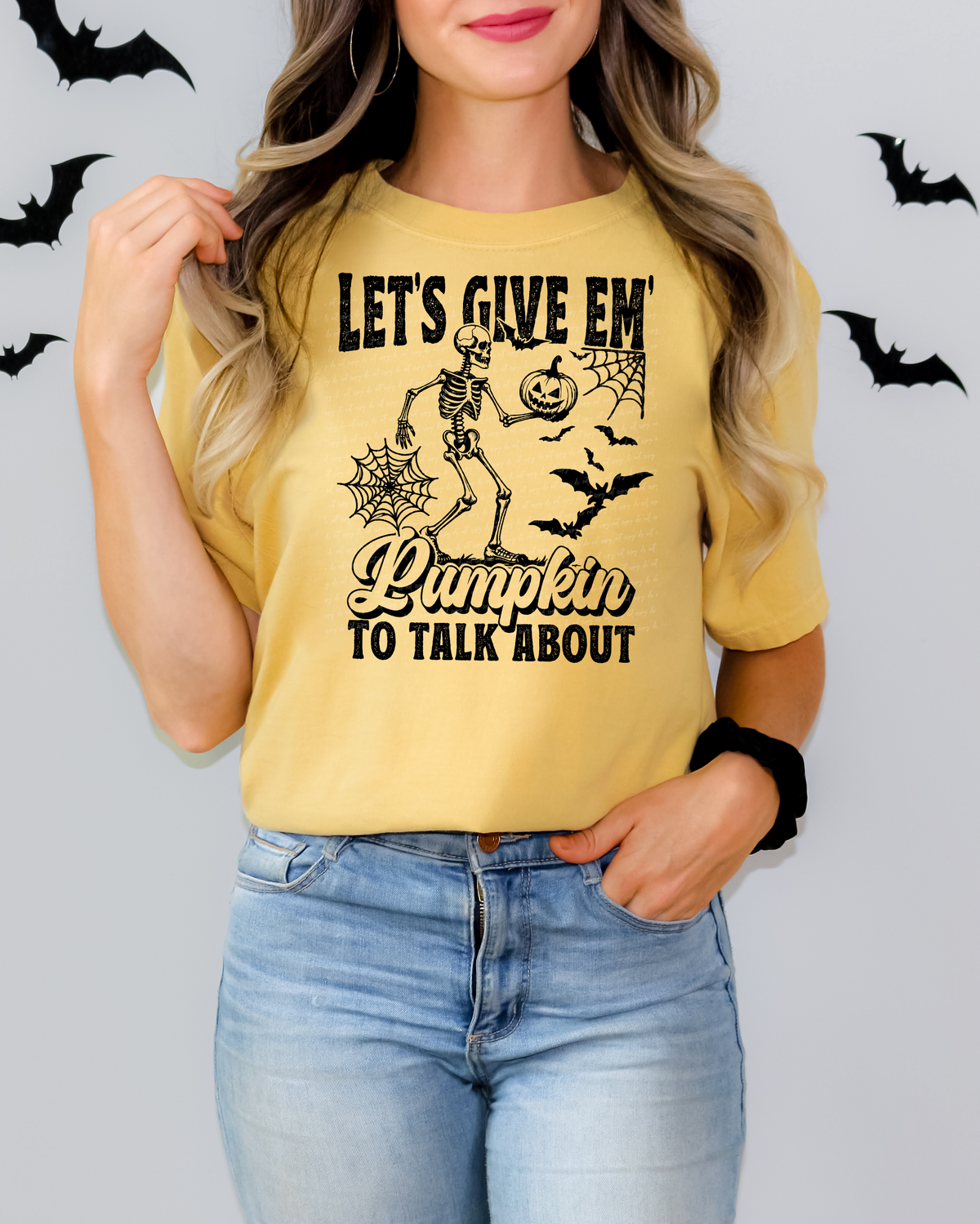 Let's Give Em Pumpkin To Talk About Black 108704 DTF transfer