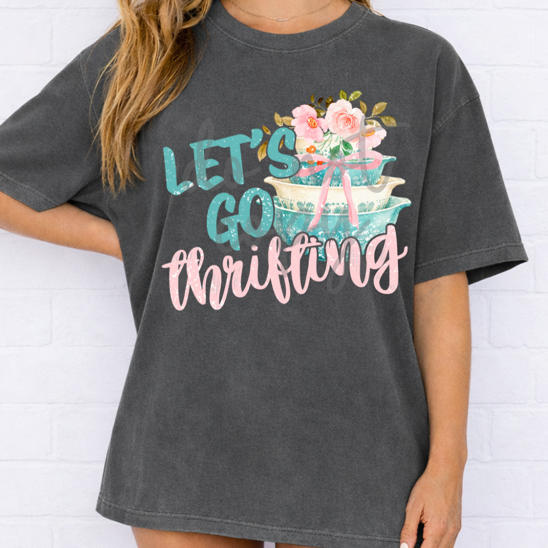 Let's go thrifting pink flowers (Parker) DTF Transfer