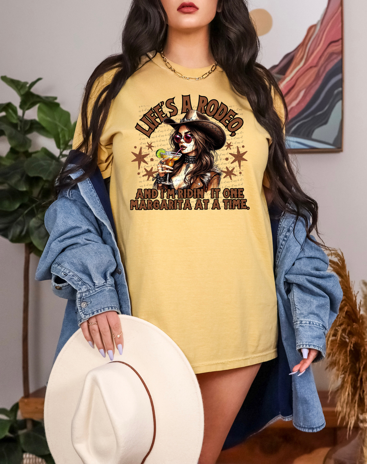 Life's  A Rodeo And I'm Ridin' It One Margarita At A Time Cowgirl 42058 DTF transfer