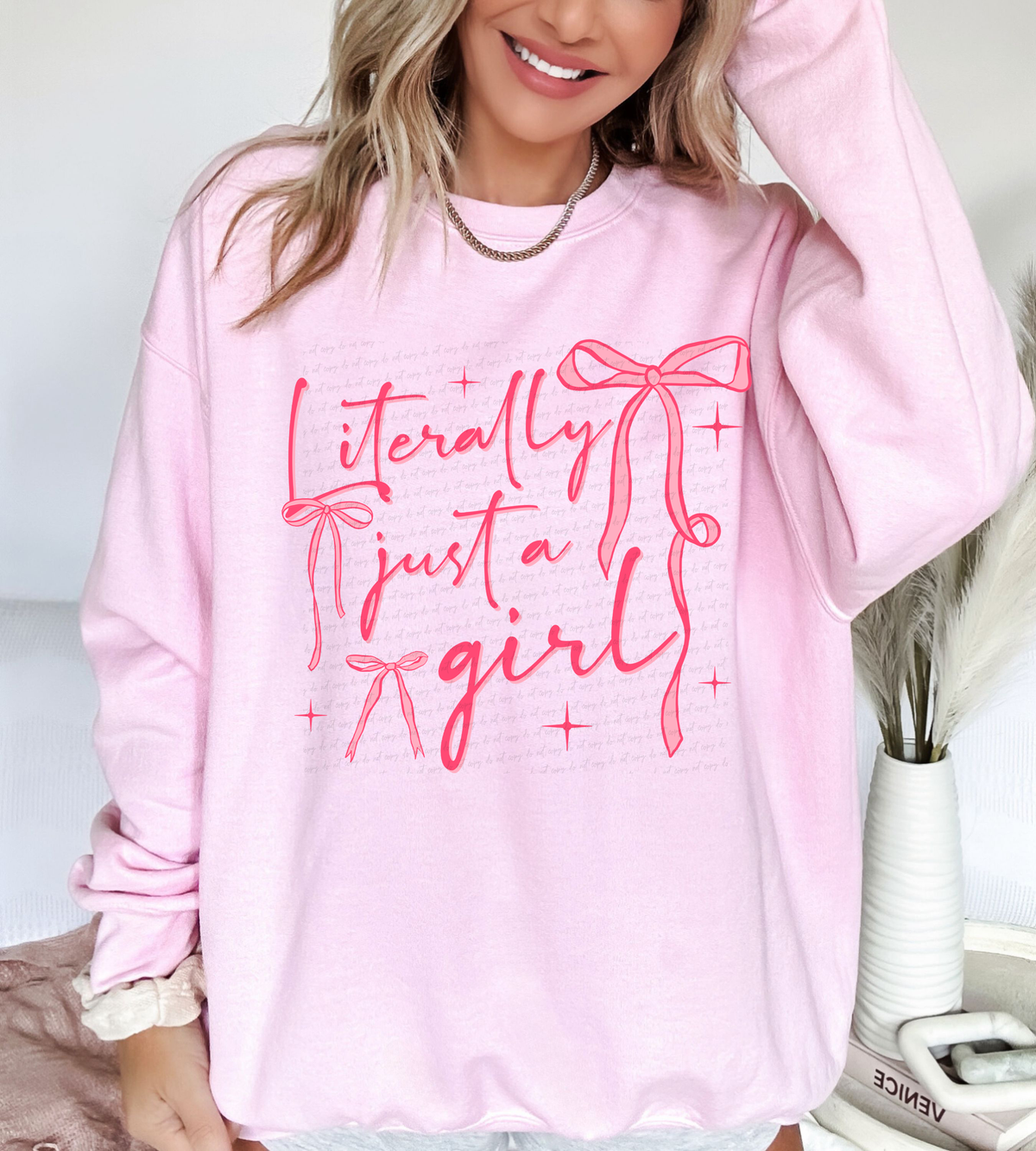 Literally Just A Girl Pink bows 108813 DTF transfer