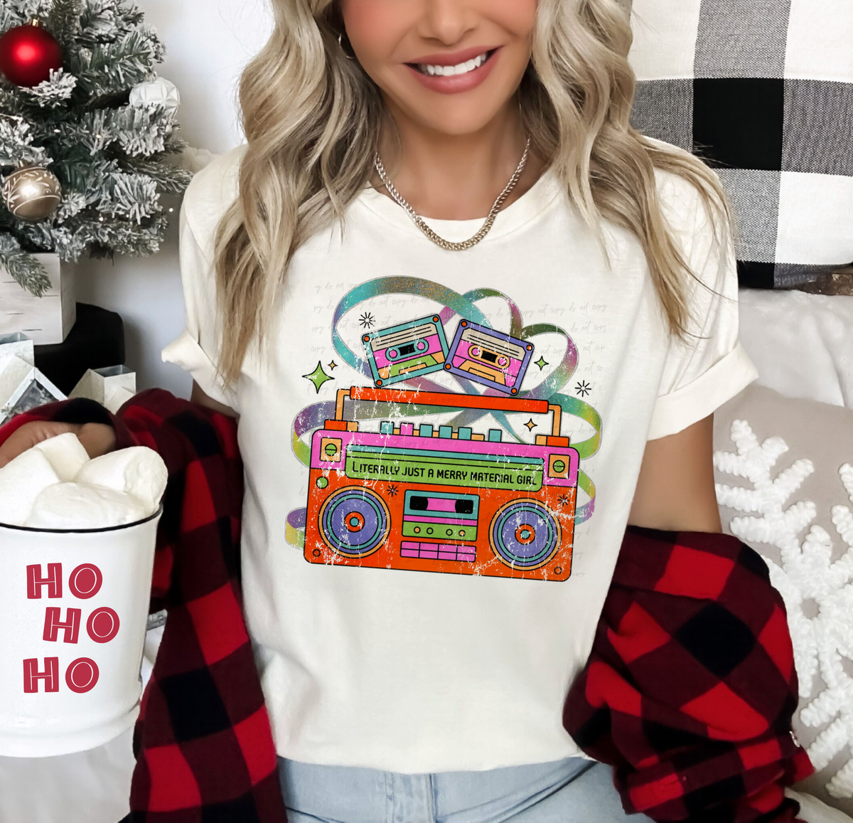 Literally Just A Merry Material Girl 108750 DTF transfer