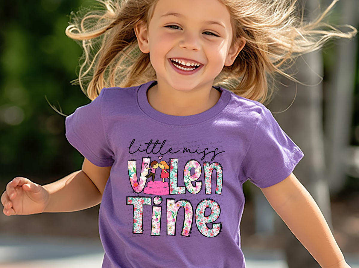 Little Miss Valentine Floral Filled 76692 DTF Transfer