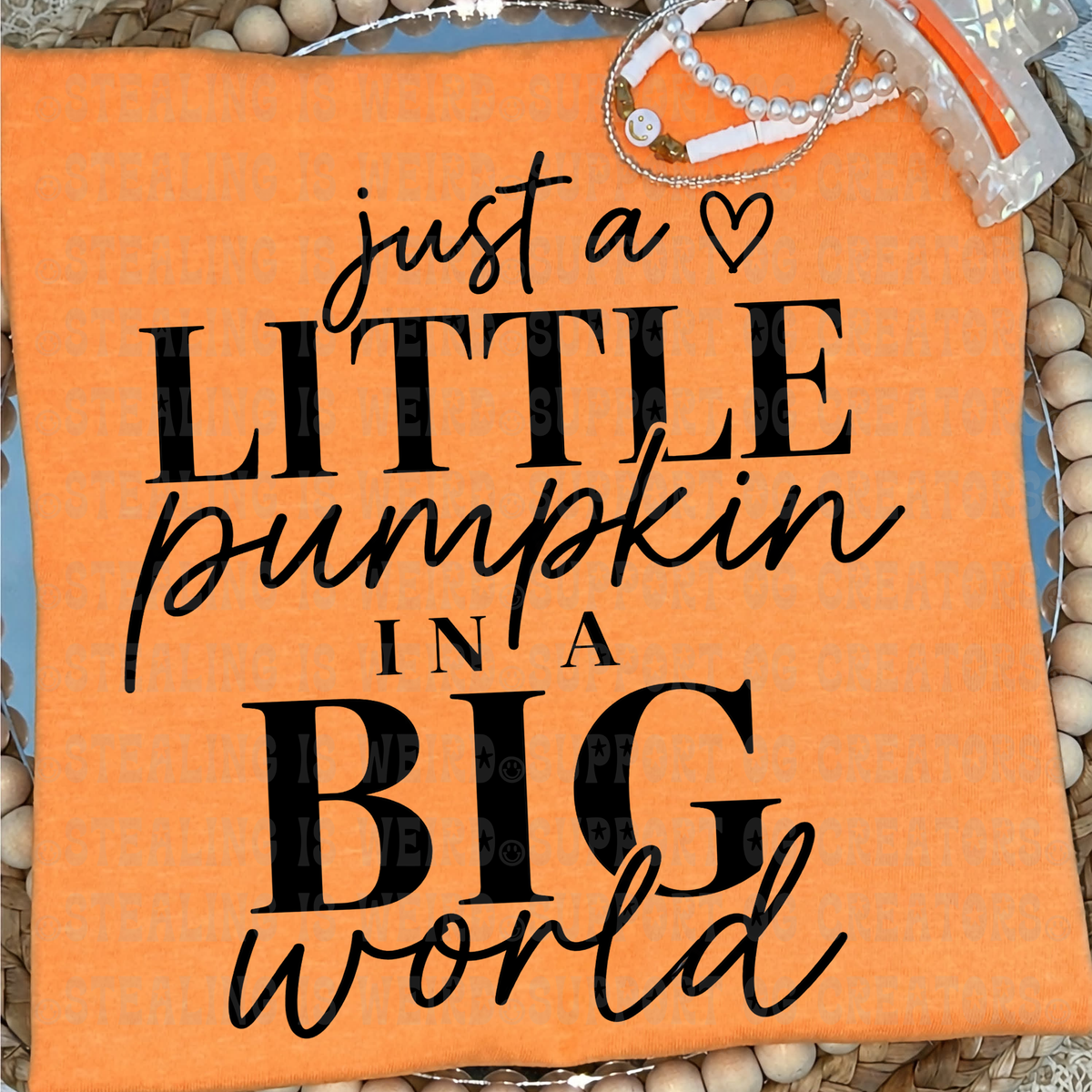 Just a little bit pumpkin in a big world black (TDP) DTF Transfer