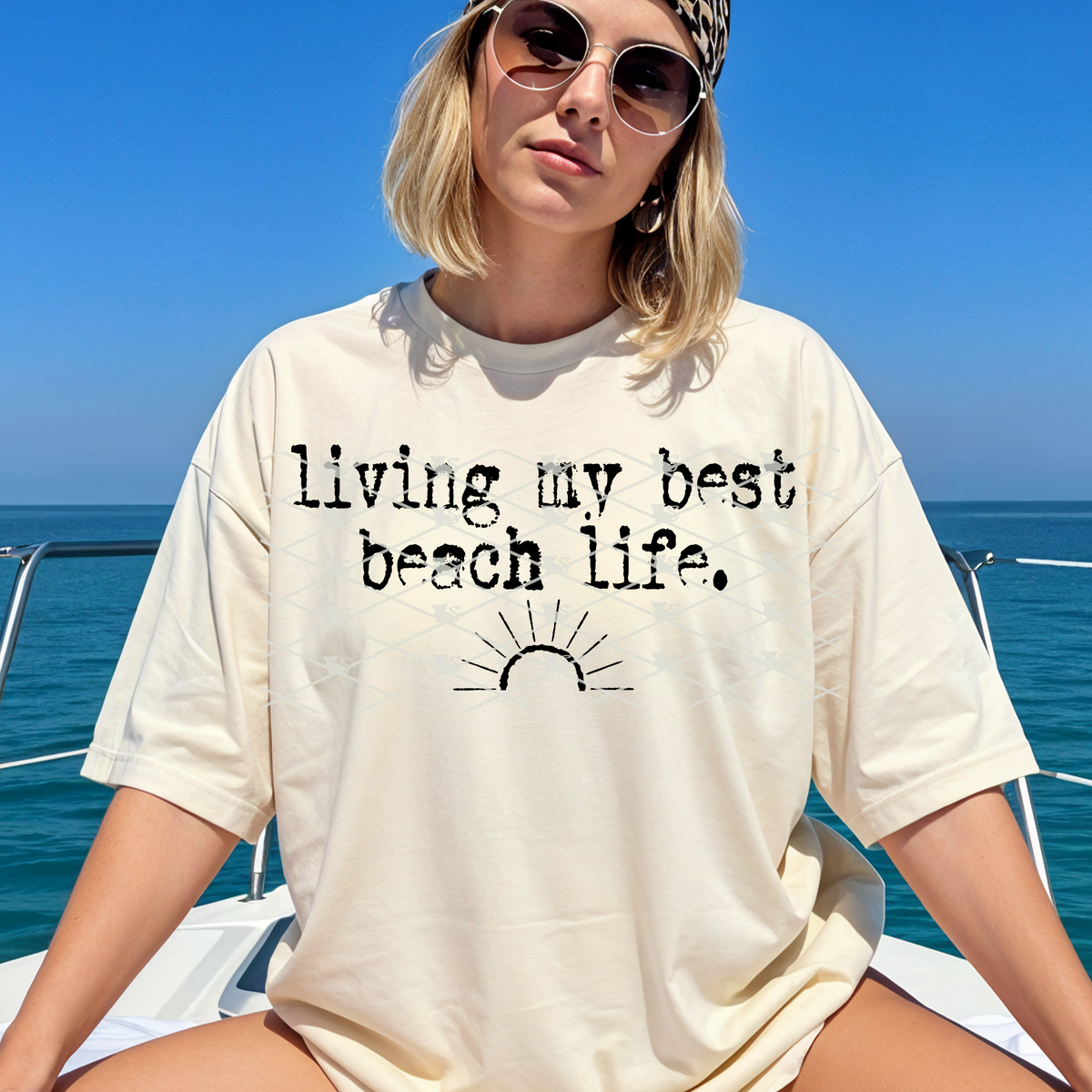 Living my best beach life BLACK thin line (TTD) DTF Transfer