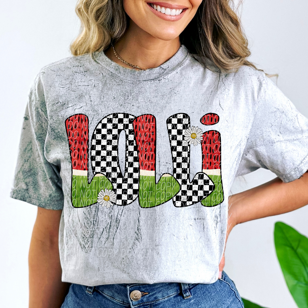 Lolli Watermelon Checkered Font (City) DTF transfer