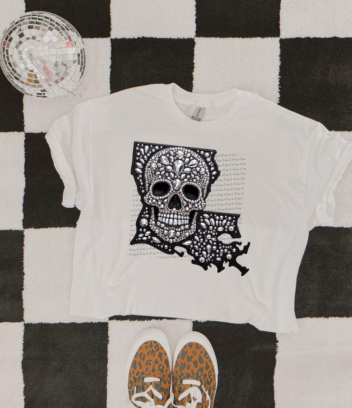 Louisiana Rhinestone Skull 42581 DTF transfer