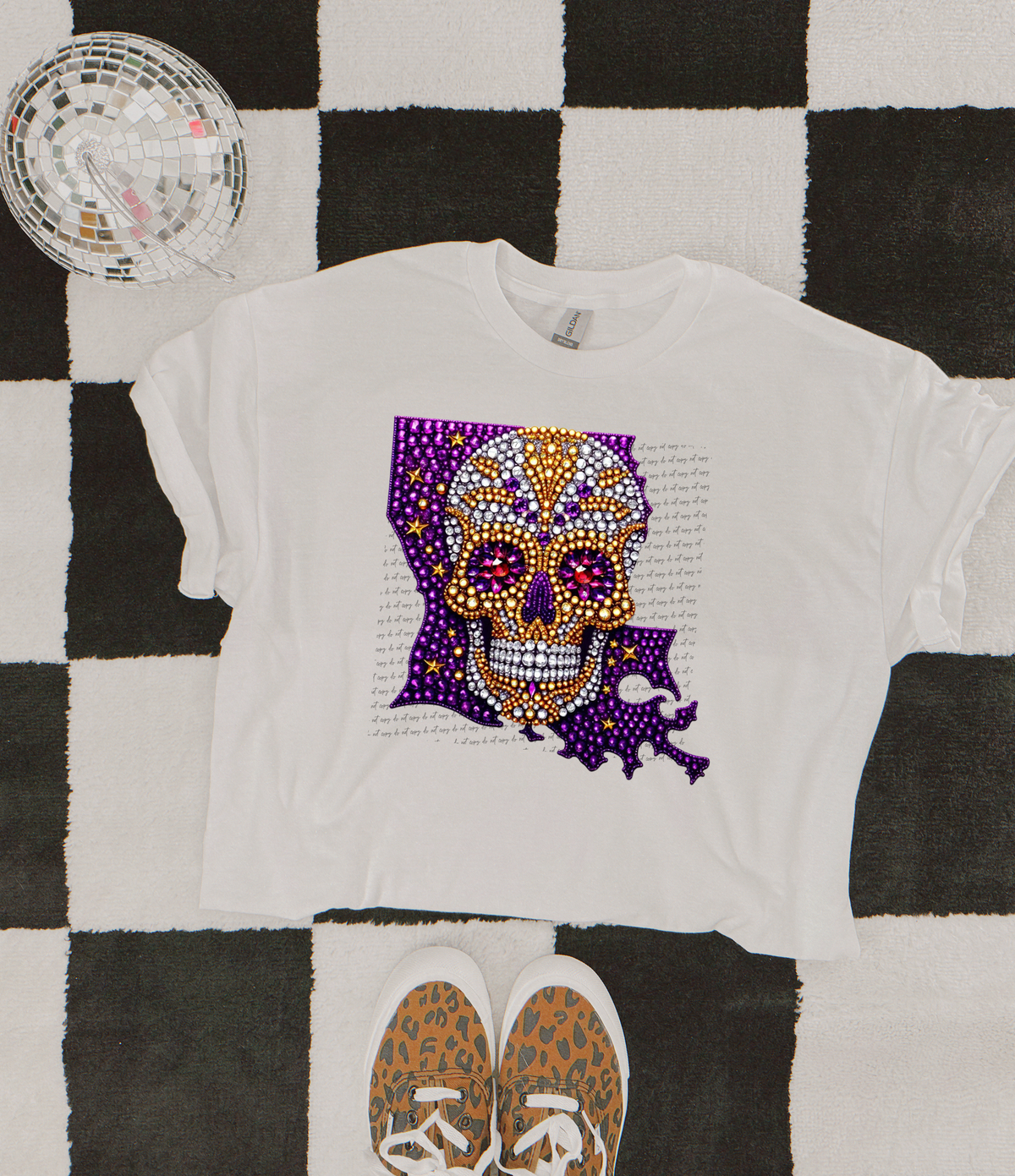 Louisiana Rhinestone Skull Colored 42580 DTF transfer