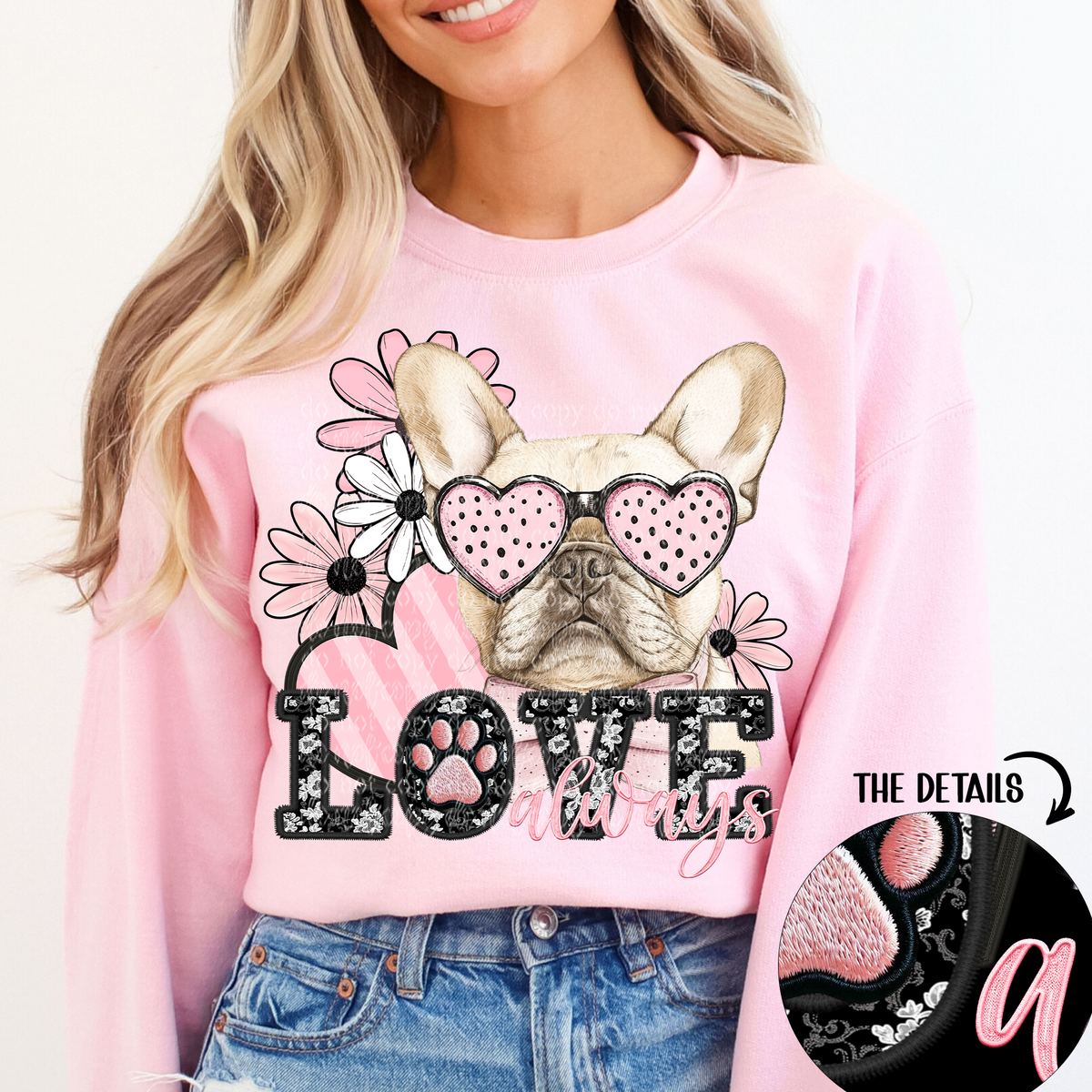 Love Always Cream French Bulldog (TTD) 82153 DTF transfer