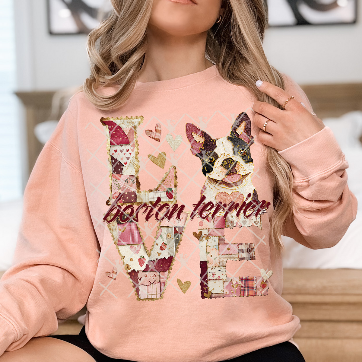 Love Boston Terrier TTD DTF transfer