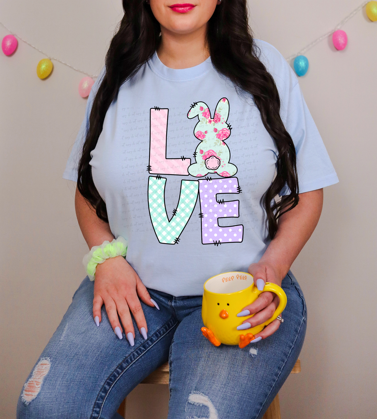 Love Floral Bunny Polka Font 114803 DTF transfer