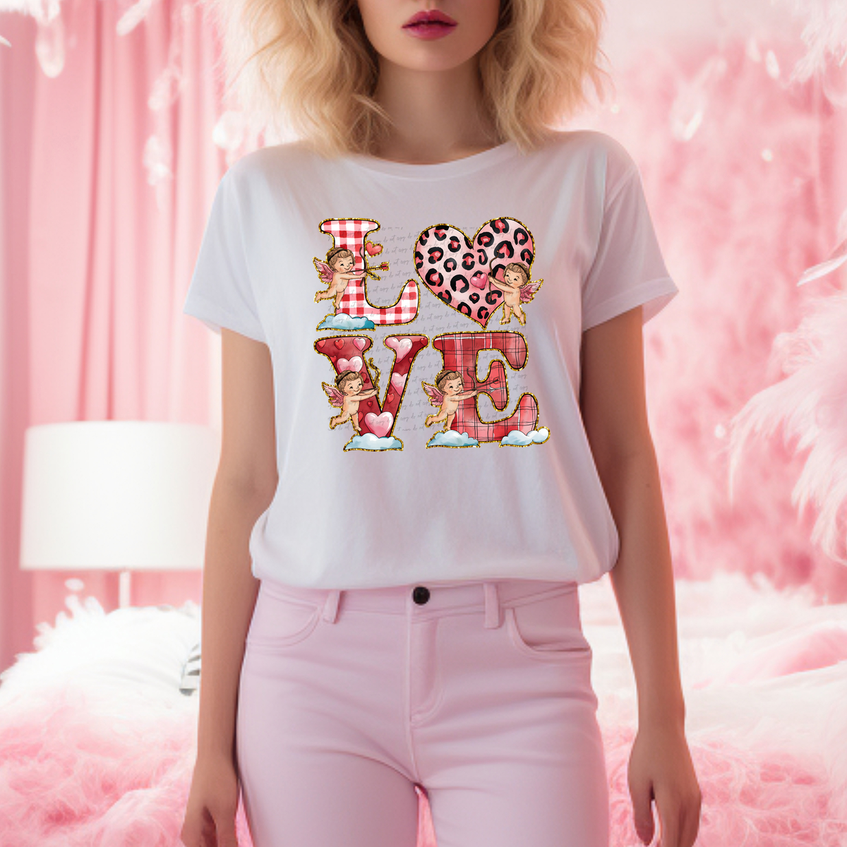 Love Cupids Patterned Print 76536 DTF Transfer
