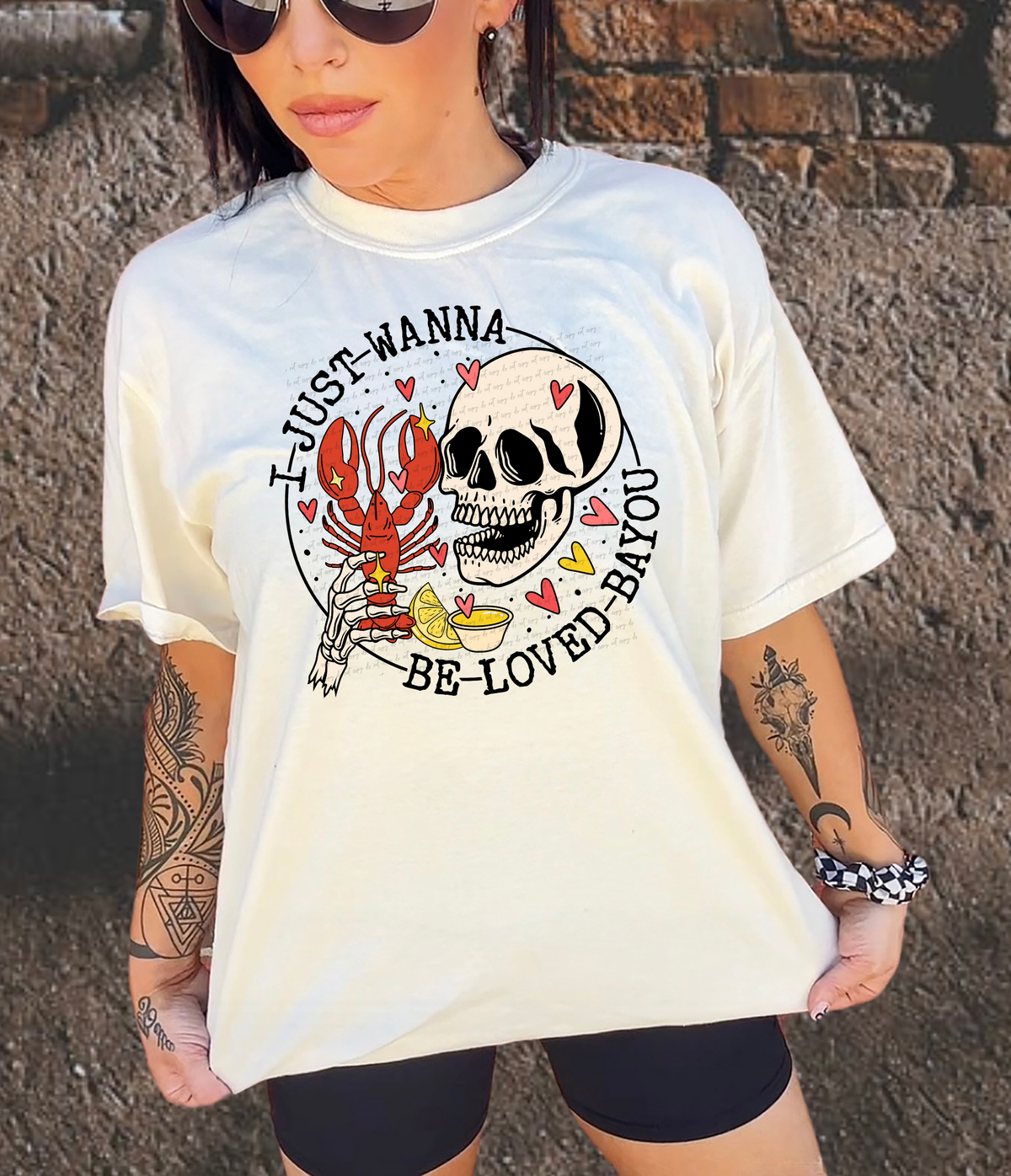 I Just Wanna Be Loved Bayou Skull Crawfish 81568 DTF Transfer