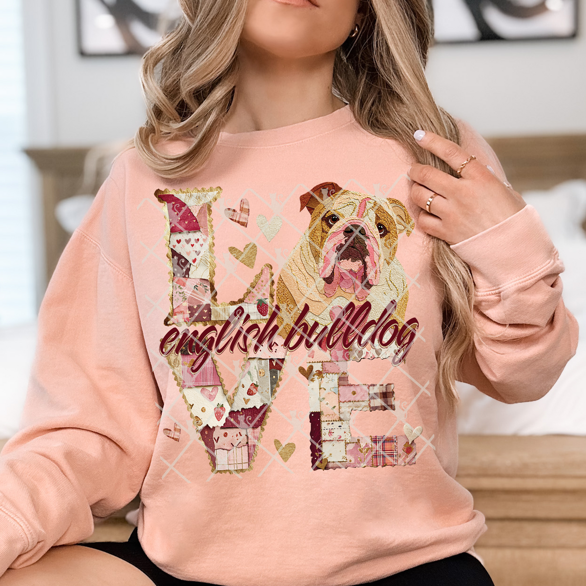 Love English Bulldog TTD DTF transfer