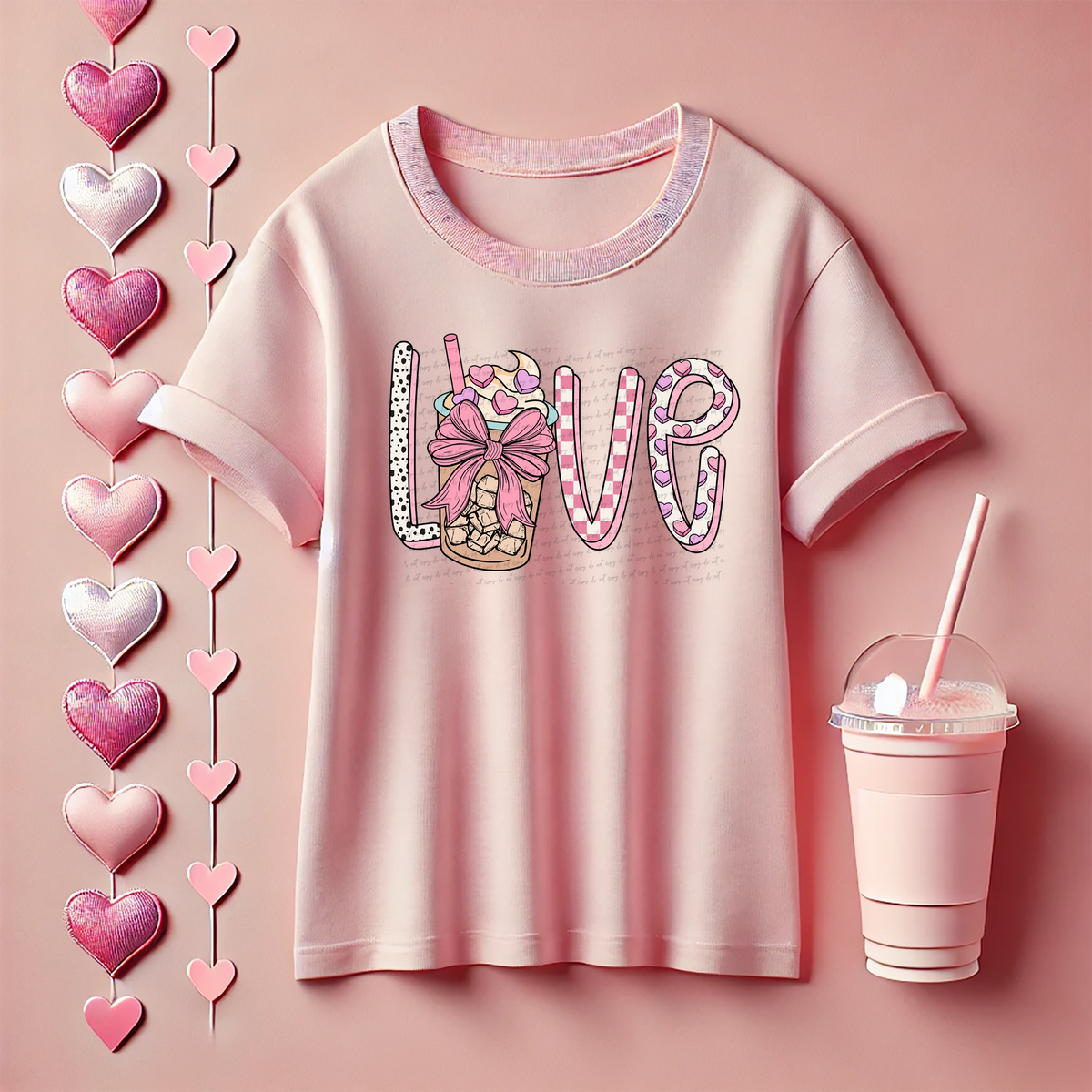 Love Iced Coffee Bow 81543 DTF Transfer