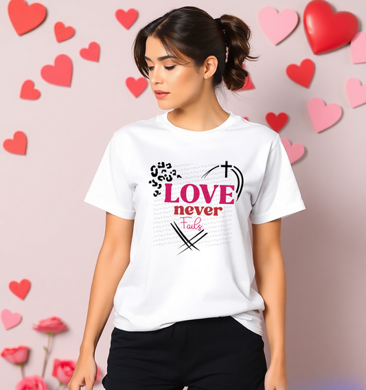 Love Never Fails Heart Cross 76223 DTF Transfer